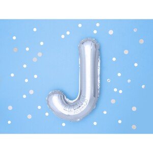 FB2M-J-018 Party Deco Fóliový balón - stříbrný - písmeno, 35 cm J