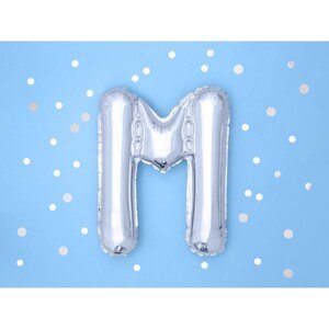 FB2M-M-018 Party Deco Fóliový balón - stříbrný - písmeno, 35 cm M