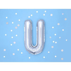 FB2M-U-018 Party Deco Fóliový balón - stříbrný - písmeno, 35 cm U