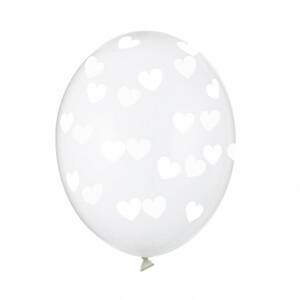 Balónek latexový s bílými srdíčky 50 ks