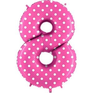 Balónek fóliový číslo 8 růžový s puntíky 1 ks 102 cm