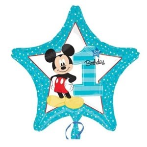 Balónek fóliový hvězda Mickey Mouse 1. narozeniny 43 cm
