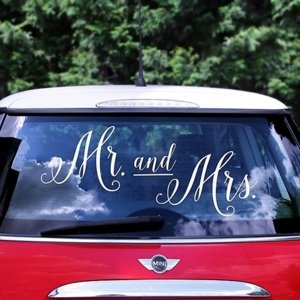 SAMOLEPKA na auto Mr. and Mrs. Bílá