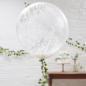 Balóny jumbo s bílými konfetami 91 cm – 3 ks
