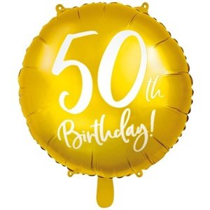 Balónek fóliový 50. narozeniny zlatý 45 cm