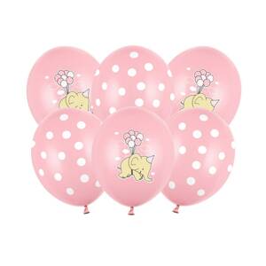 Balónky s potiskem "Slon a tečky" růžový 6 ks