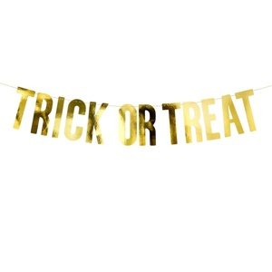 Banner Trick or treat zlatý 12 x 80 cm