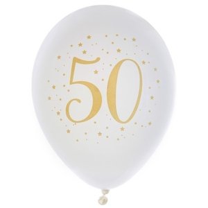 Balónky latexové "50" bílé 8 ks