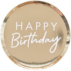 Happy Birthday - Talíře  luxusní  zlaté 8 ks