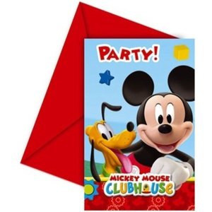 Mickey Club party - Pozvánka + obálka, vel. 14,5 x 9 cm, 6ks
