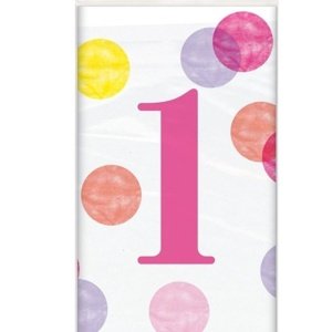 1. narozeniny holčička - ubrus omyvatelný s růžovými puntíky
