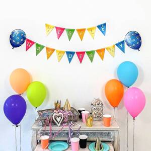 Girlanda vlaječková Vesele narodeniny balónky