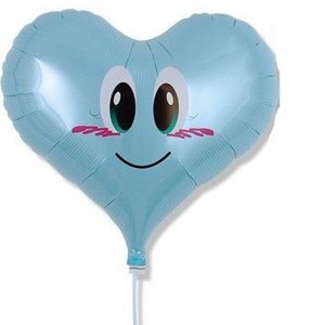 Balónek fóliový Srdce Smile Angel modré 35 cm