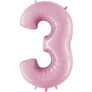 Balónek fóliový číslo 3 pastelově růžové 102 cm