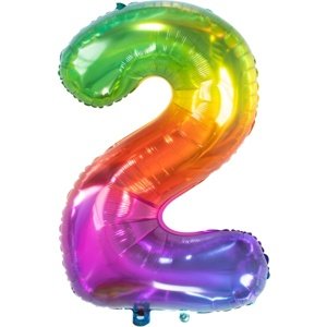 Balónek fóliový číslo 2 Yummy Gummy Rainbow 86 cm