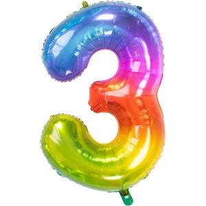 Balónek fóliový číslo 3 Yummy Gummy Rainbow 86 cm