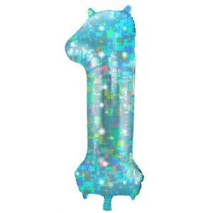 Balónek fóliový číslo 1 Galactic Aqua 101 cm