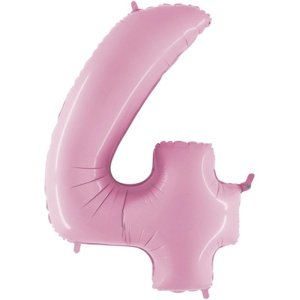Balónek fóliový číslo 4 pastelově růžové 66 cm