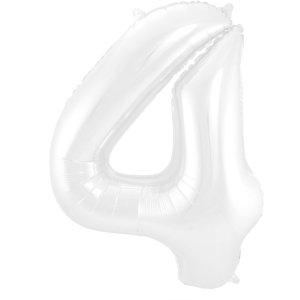 Balónek fóliový číslo 4 metalická matná bílá 86 cm