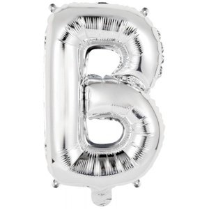 Balónek fóliový mini písmeno B stříbrné 34 cm