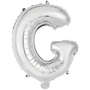 Balónek fóliový mini písmeno G stříbrné 34 cm