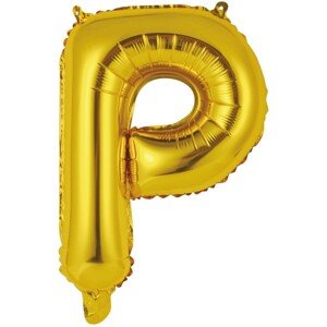 Balónek fóliový mini písmeno P zlaté 34 cm