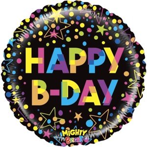 Balónek fóliový Happy B-Day Mighty Colorful 53 cm