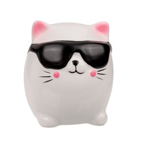 Pokladnička Kočička s brýlemi keramická 9 x 7 cm