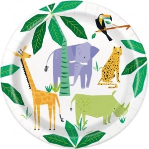 Safari party green - Talíře papírové Safari 23 cm 8ks