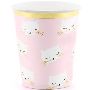 Meow party -  kelímky papírové růžové Kočičky  6ks 200ml