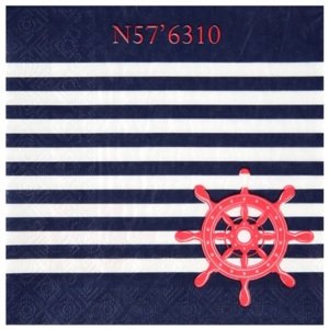 Námořnická party - Ubrousky  s červeným kormidlem 16,5 x 16,5 cm