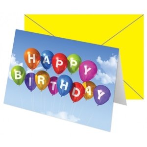 Blahopřání s obálkou Balónky Happy Birthday