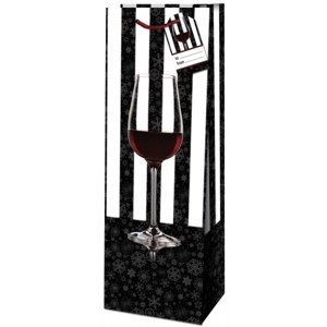 Taška dárková na víno černobílá 36 x 12,6 x 8,9 cm