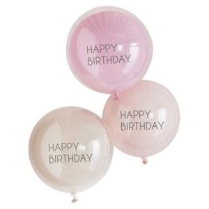 Happy birthday – balónky dvouvrstvé, pastelové 3 ks – 45 cm