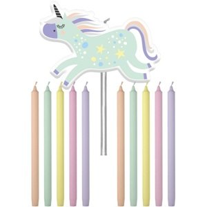Unicorn party - Svíčky Jednorožec a duha 10cm 11ks