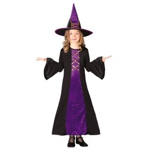 Čarodějnice - Kostým dětský černo-fialový, 10-12 let