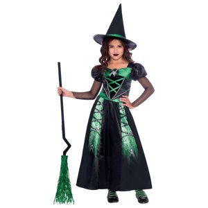 Čarodějnice - Kostým dětský  zelený vel. 4-6 let