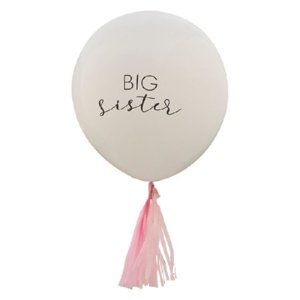 Baby shower - Balónek latexový Big sister bílý se střapci 45 cm 1 ks