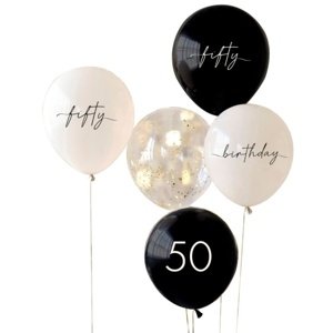 Balónky latexové 50. narozeniny černá/tělová 30 cm 5 ks
