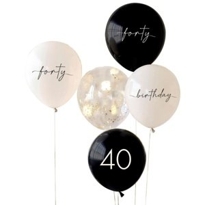Balónky latexové 40. narozeniny černá/tělová 30 cm 5 ks