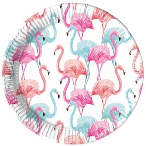 Talířky papírové Tropical Flamingo 8 ks 23 cm