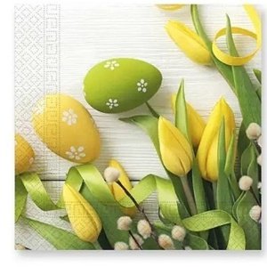 Ubrousky papírové velikonoční tulipány a vajíčka 33 x 33 cm 20 ks