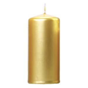 Svíčka válec zlatá metalická 12x6cm