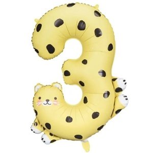 Balónek fóliový číslo 3 Gepard 68 x 98 cm
