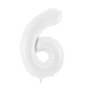 Balónek fóliový číslice 6 bílá 86 cm