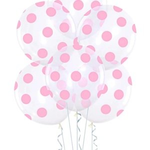 Balónky latexové transparentní Růžové puntíky 30 cm 100 ks