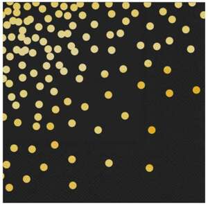 Ubrousky papírové černé se zlatými puntíky 33 x 33 cm 10 ks