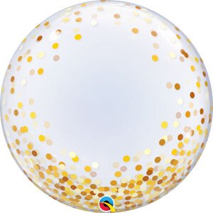 Balónek fóliový transparentní Zlaté konfety 61 cm