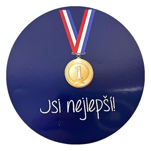 Samolepka "Jsi nejlepší" - vítězná medaile modrá 10 cm