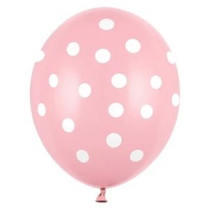 Balónek latexový baby pink s puntíky 30 cm 1 ks